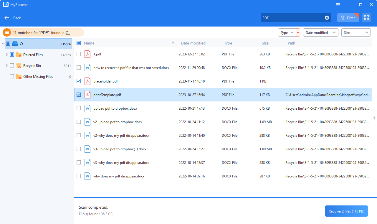 Function Test on MyRecover